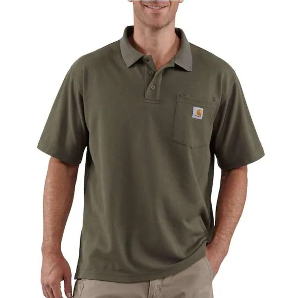 Carhartt Men's Regular Moss Olive Cotton/Polyester Short-Sleeve Polo Shirt 2XL
